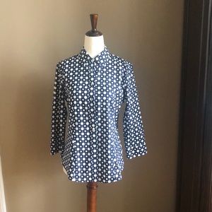 Talbots, sz 2, blue w/white polka dot 3/4 slv